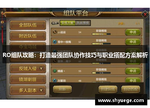 RO组队攻略：打造最强团队协作技巧与职业搭配方案解析