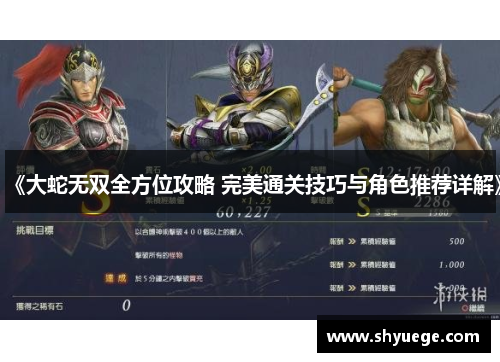 《大蛇无双全方位攻略 完美通关技巧与角色推荐详解》