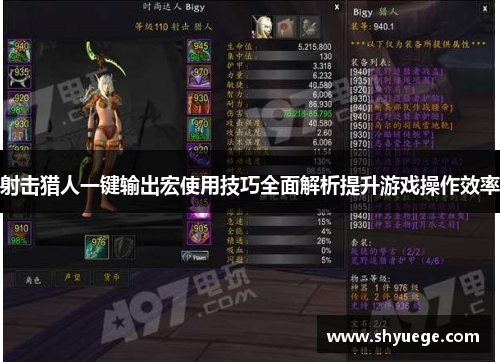 射击猎人一键输出宏使用技巧全面解析提升游戏操作效率